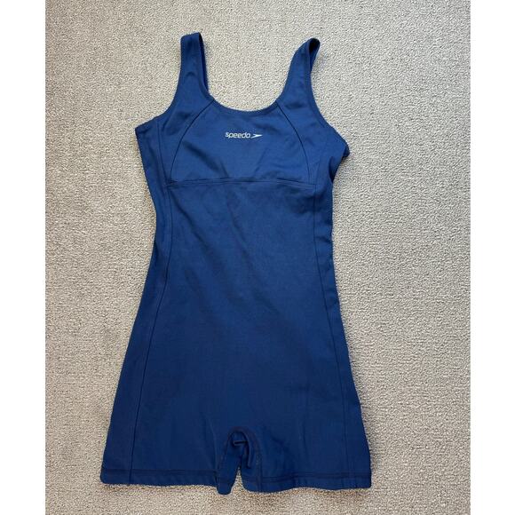 Speedo One Piece Swimsuit Shorts Performance Navy Size 38 P - Picture 1 of 8